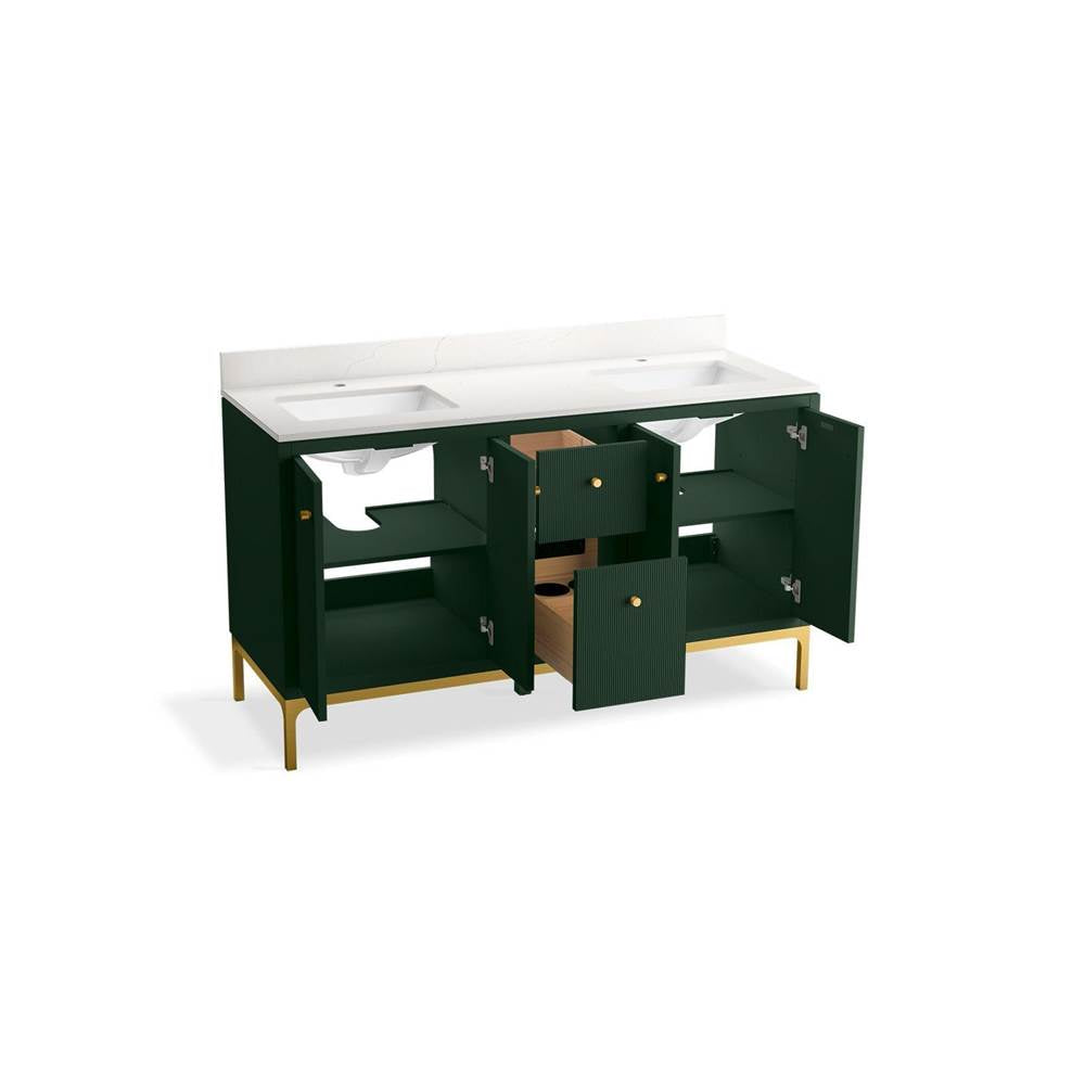CalpaE 60'' bathroom vanity cabinet with sinks and quartz top
