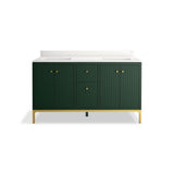 CalpaE 60'' bathroom vanity cabinet with sinks and quartz top