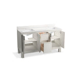 SoliveE 60'' bathroom vanity cabinet with sinks and quartz top