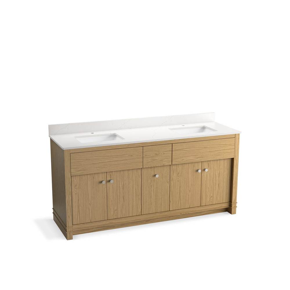 Kohler - AlouetteE 72'' bathroom vanity cabinet with sinks and quartz top - Light Oak