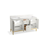 CalpaE 60'' bathroom vanity cabinet with sinks and quartz top