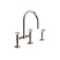 Kohler - BilletE Two-hole bridge kitchen sink faucet with side sprayer - Vibrant Polished Nickel