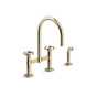 Kohler - BilletE Two-hole bridge kitchen sink faucet with side sprayer - Vibrant French Gold