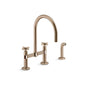 Kohler - BilletE Two-hole bridge kitchen sink faucet with side sprayer - Vibrant Brushed Bronze