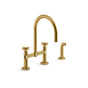 Kohler - BilletE Two-hole bridge kitchen sink faucet with side sprayer - Vibrant Brushed Moderne Brass