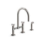 Kohler - BilletE Two-hole bridge kitchen sink faucet with side sprayer - Vibrant Titanium