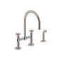 Kohler - BilletE Two-hole bridge kitchen sink faucet with side sprayer - Vibrant Stainless