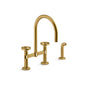 Kohler - BilletE Two-hole bridge kitchen sink faucet with side sprayer - Vibrant Brushed Moderne Brass
