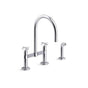 Kohler - BilletE Two-hole bridge kitchen sink faucet with side sprayer - Polished Chrome