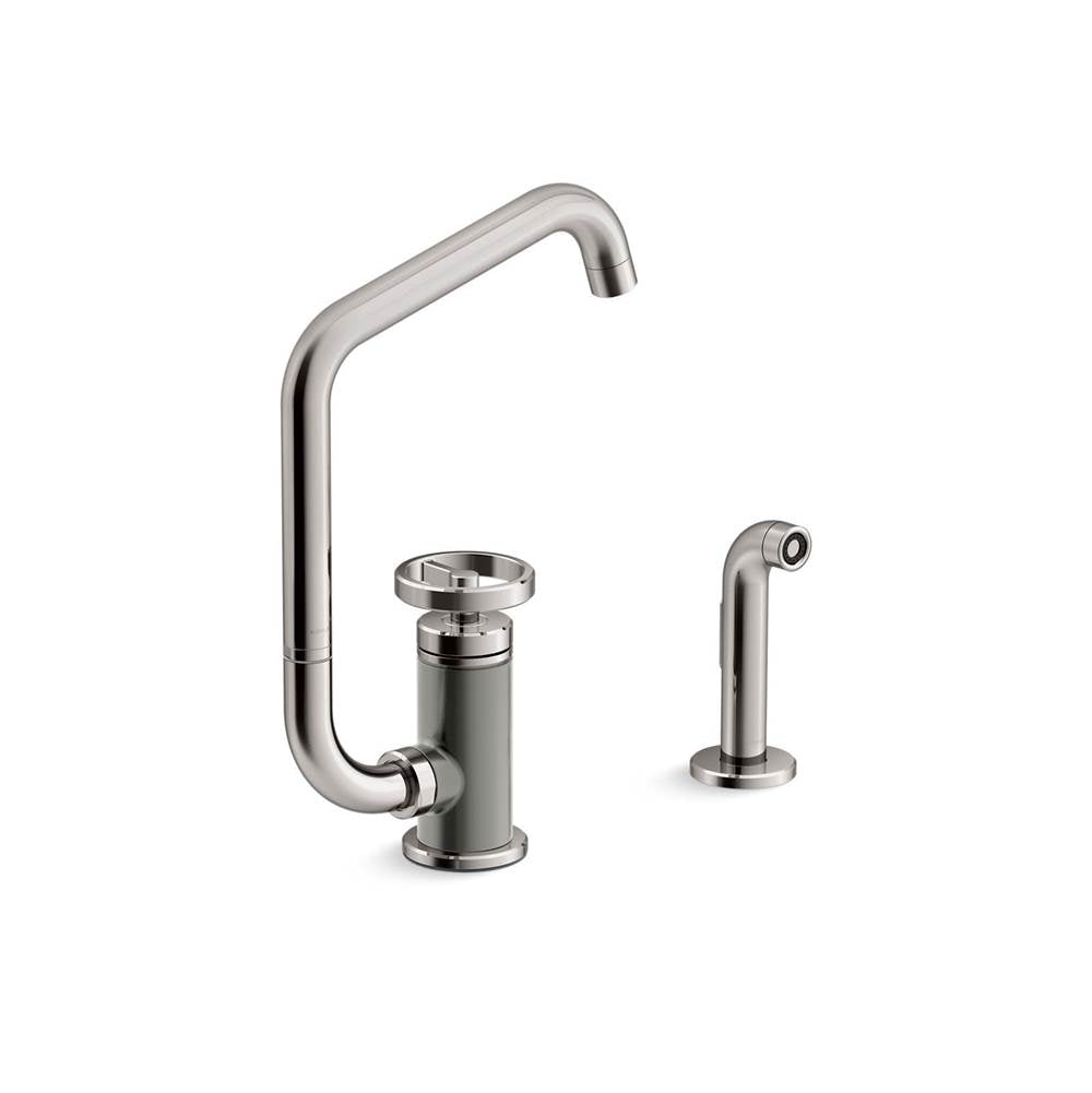 Kohler - BilletE Single-handle kitchen sink faucet with two-function extended-reach spout and side sprayer - Vibrant Titanium
