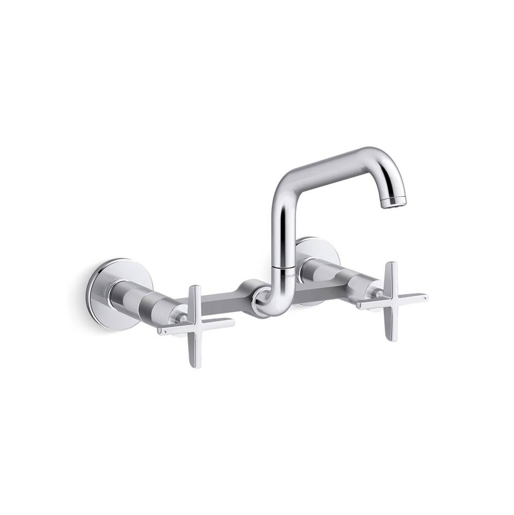 Kohler - BilletE Two-hole wall-mount bridge kitchen sink faucet - Polished Chrome