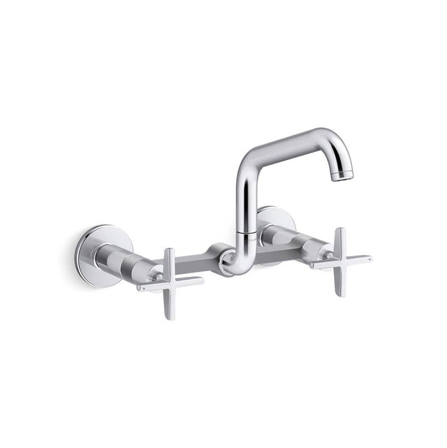 Kohler - BilletE Two-hole wall-mount bridge kitchen sink faucet - Polished Chrome