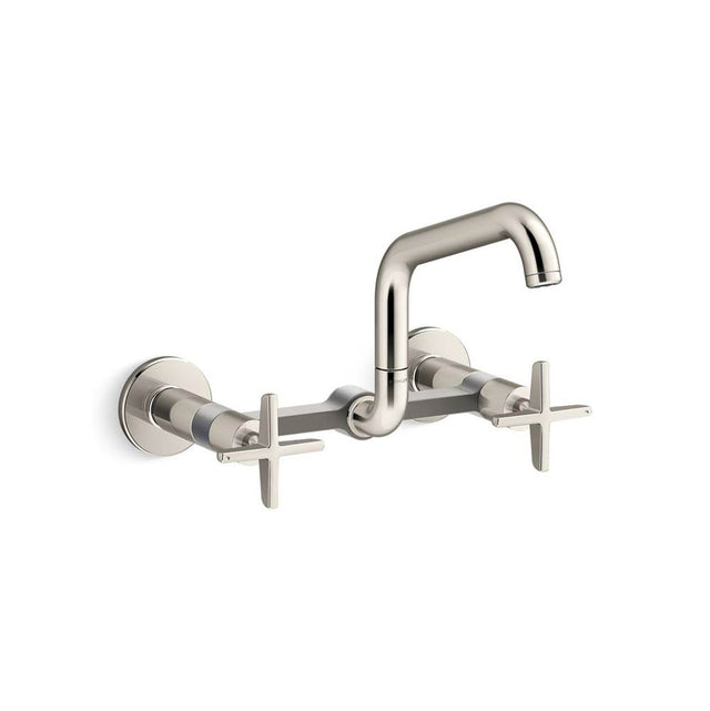 Kohler - BilletE Two-hole wall-mount bridge kitchen sink faucet - Vibrant Polished Nickel