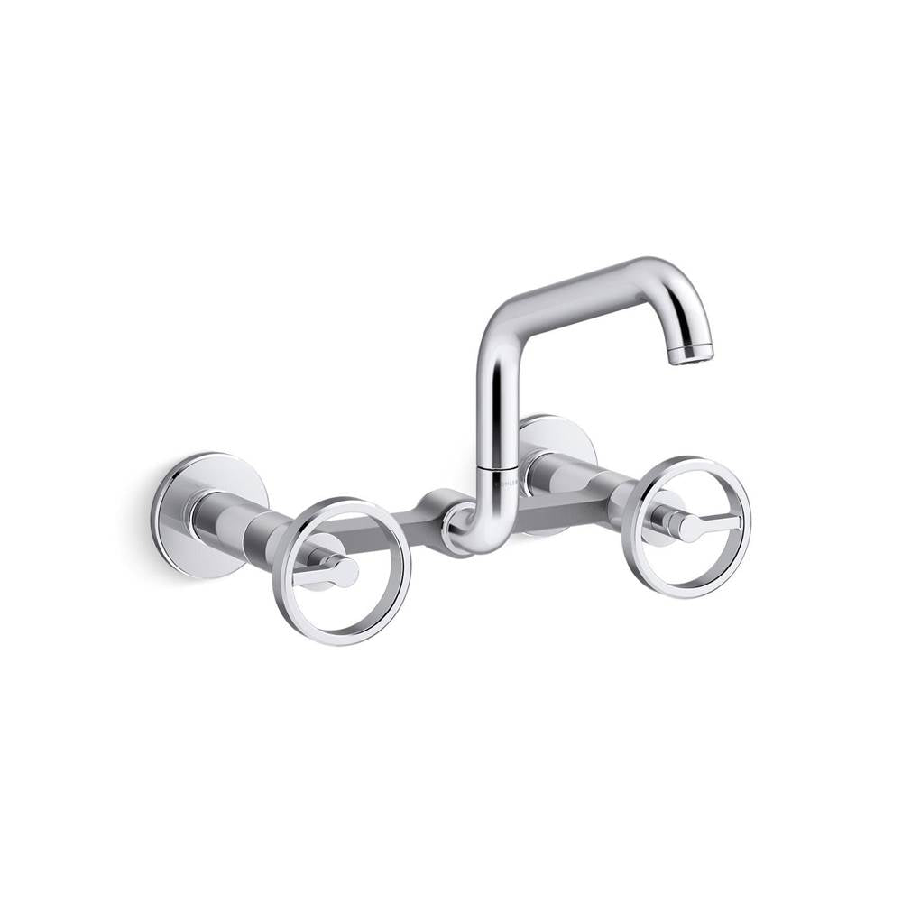 Kohler - BilletE Two-hole wall-mount bridge kitchen sink faucet - Polished Chrome