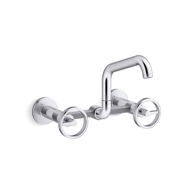 Kohler - BilletE Two-hole wall-mount bridge kitchen sink faucet - Polished Chrome