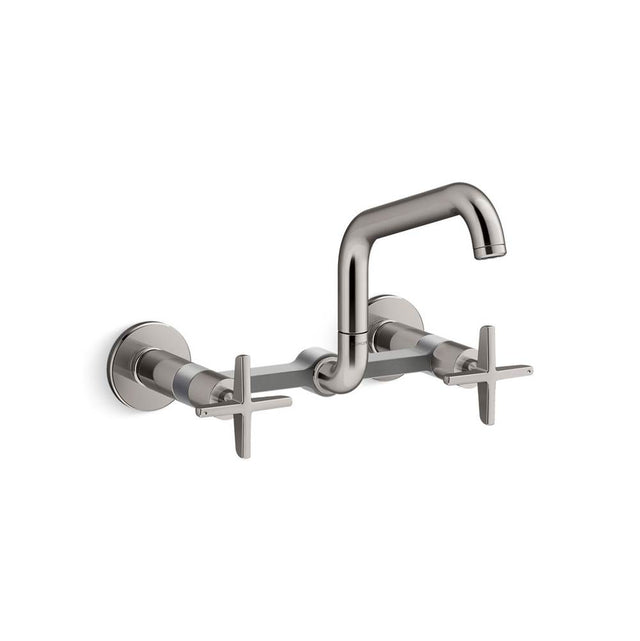 Kohler - BilletE Two-hole wall-mount bridge kitchen sink faucet - Vibrant Titanium