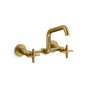 Kohler - BilletE Two-hole wall-mount bridge kitchen sink faucet - Vibrant Brushed Moderne Brass