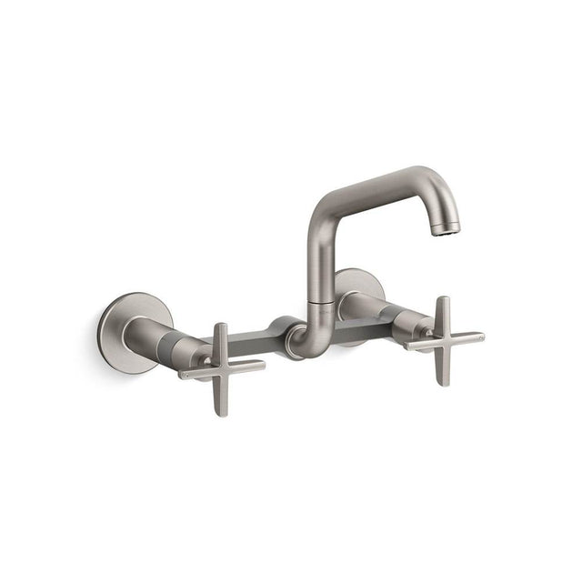 Kohler - BilletE Two-hole wall-mount bridge kitchen sink faucet - Vibrant Stainless