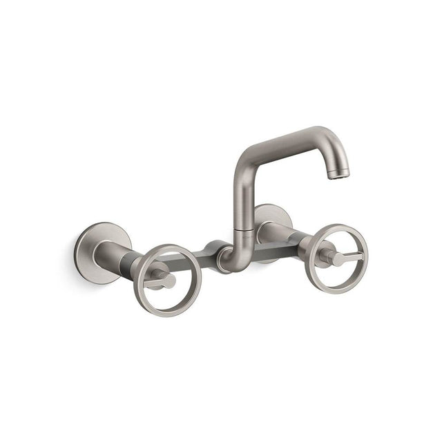 Kohler - BilletE Two-hole wall-mount bridge kitchen sink faucet - Vibrant Stainless