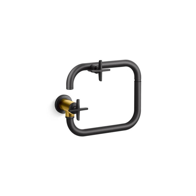 Kohler - BilletE Wall-mount pot filler - Matte Black with Brushed Moderne Brass