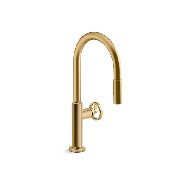 Kohler - BilletE Pull-down kitchen sink faucet with two-function sprayhead - Vibrant Brushed Moderne Brass