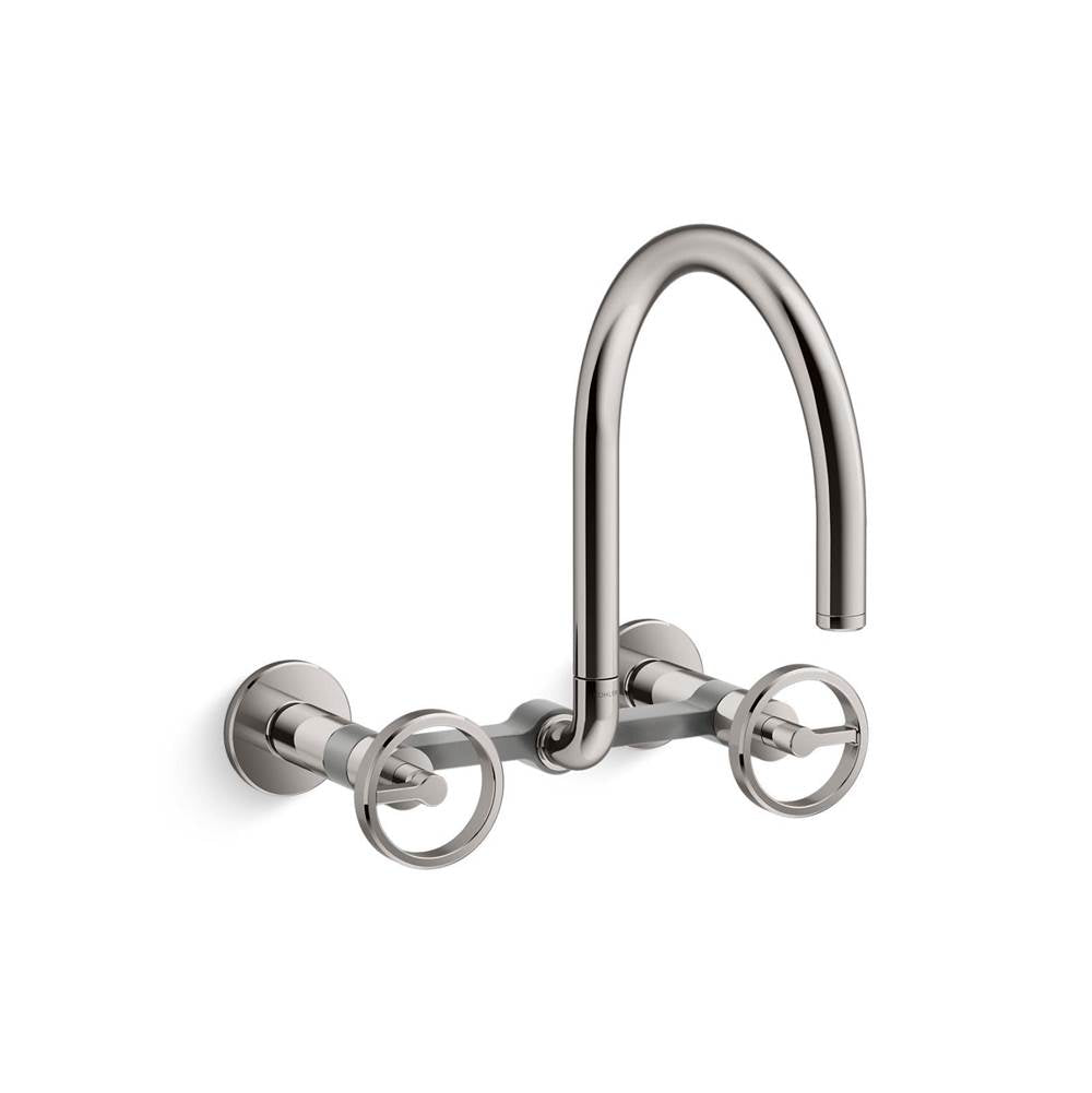 Kohler - BilletE Two-hole wall-mount bridge kitchen sink faucet - Vibrant Titanium