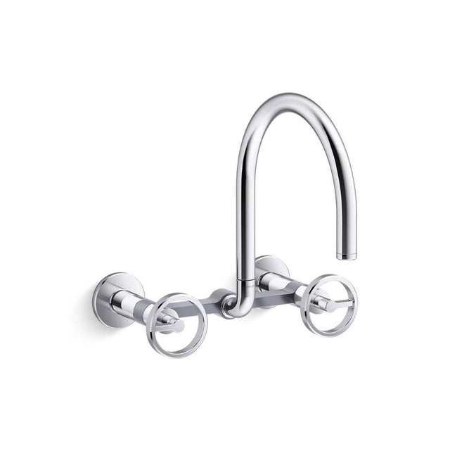 Kohler - BilletE Two-hole wall-mount bridge kitchen sink faucet - Polished Chrome