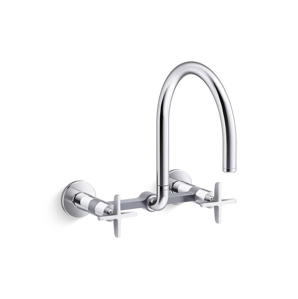 Kohler - BilletE Two-hole wall-mount bridge kitchen sink faucet - Polished Chrome