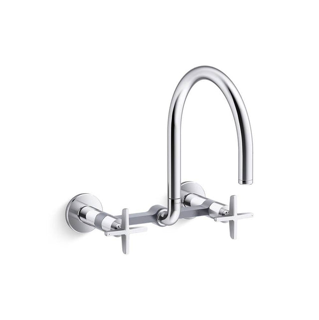 Kohler - BilletE Two-hole wall-mount bridge kitchen sink faucet - Polished Chrome