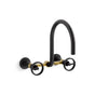 Kohler - BilletE Two-hole wall-mount bridge kitchen sink faucet - Matte Black with Brushed Moderne Brass