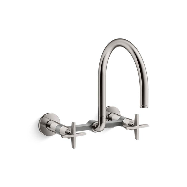 Kohler - BilletE Two-hole wall-mount bridge kitchen sink faucet - Vibrant Titanium