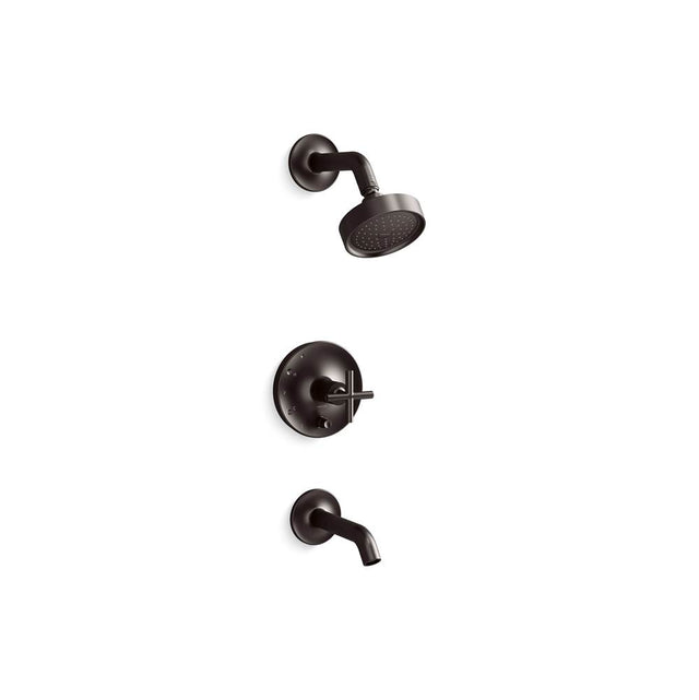 Kohler - Purist Rite-Temp bath and shower trim kit with push-button diverter and cross handle, 2.5 gpm - Brushed Graphite