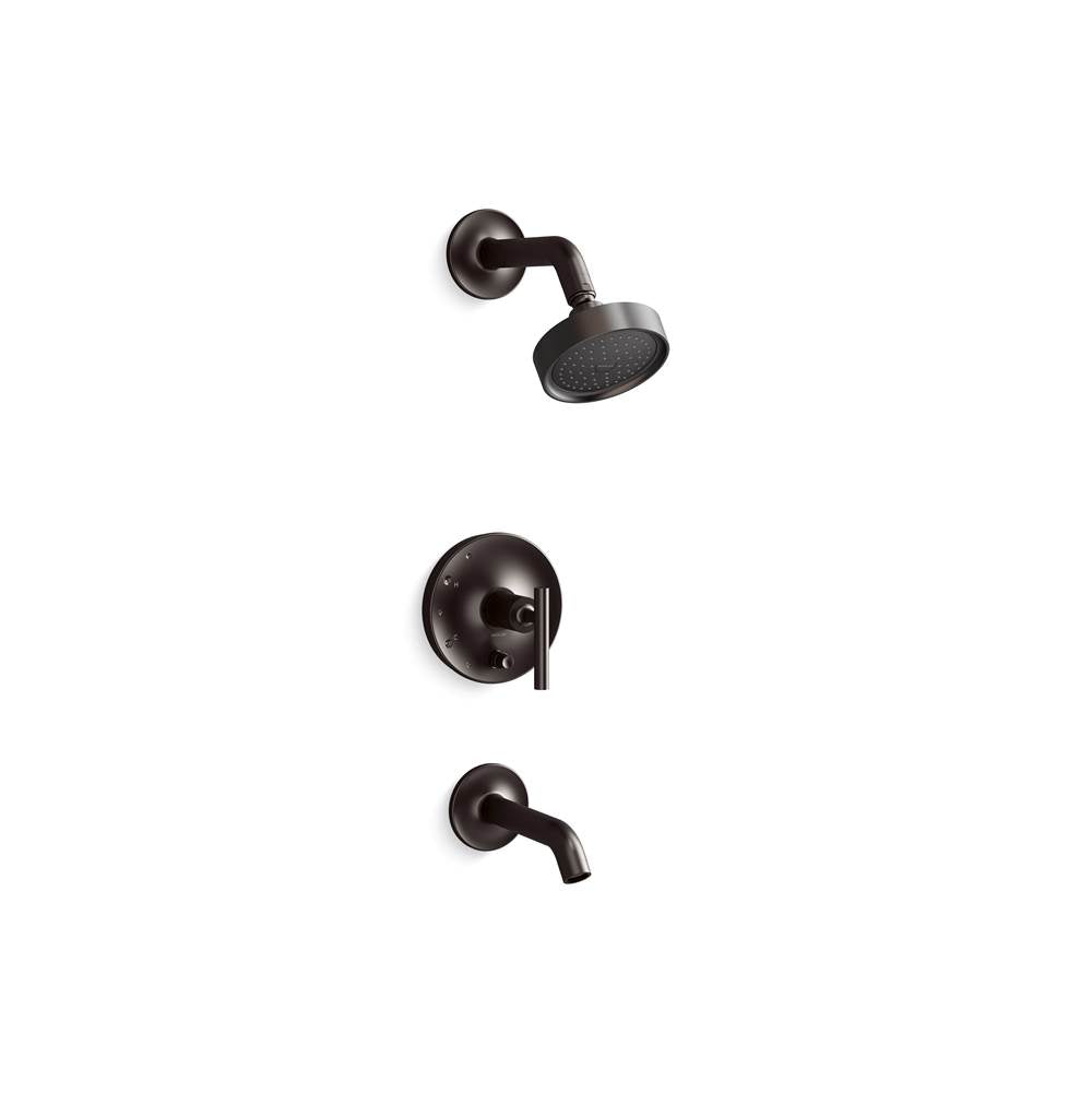 Kohler - Purist Rite-Temp bath and shower trim kit with push-button diverter and lever handle, 1.75 gpm - Brushed Graphite