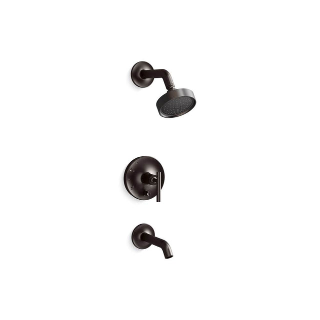 Kohler - Purist Rite-Temp bath and shower trim kit with push-button diverter and lever handle, 2.5 gpm - Brushed Graphite