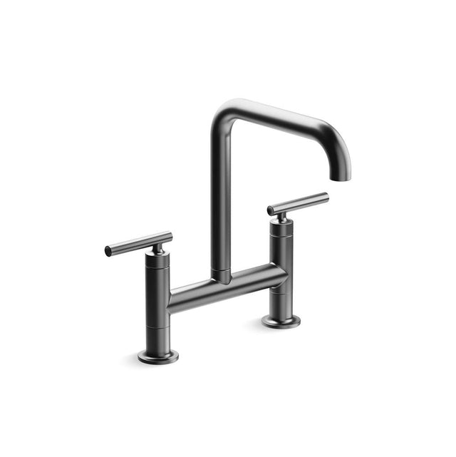 Kohler - Purist Two-hole bridge kitchen sink faucet - Brushed Graphite