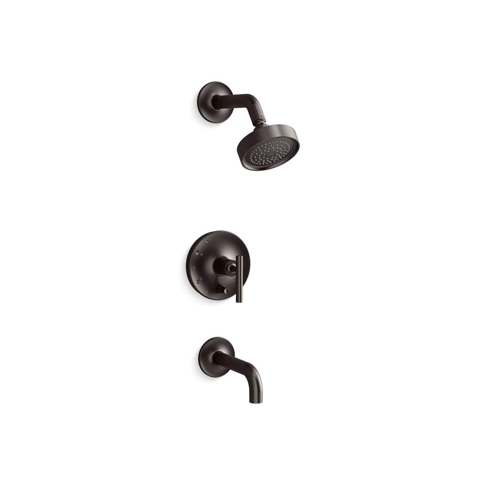 Kohler - Purist Rite-Temp bath and shower trim kit with push-button diverter and lever handle, 2.5 gpm - Brushed Graphite