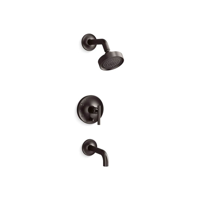 Kohler - Purist Rite-Temp bath and shower trim kit with push-button diverter and lever handle, 2.5 gpm - Brushed Graphite