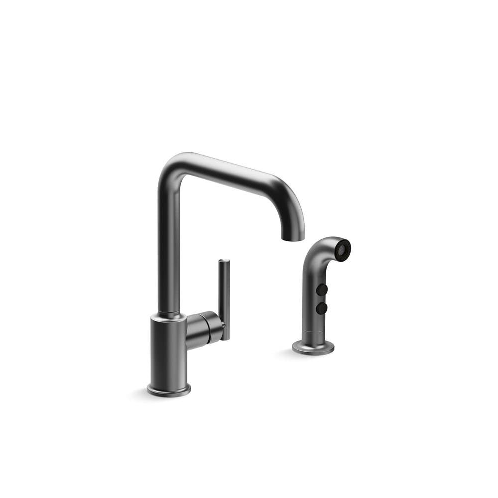 Kohler - Purist Single-handle kitchen sink faucet with side sprayer - Brushed Graphite