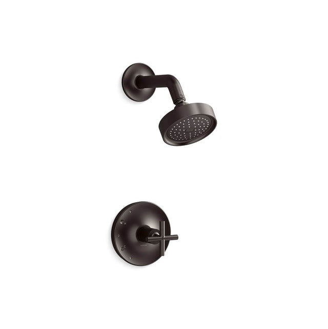 Kohler - Purist Rite-Temp shower trim kit with cross handle, 2.5 gpm - Brushed Graphite