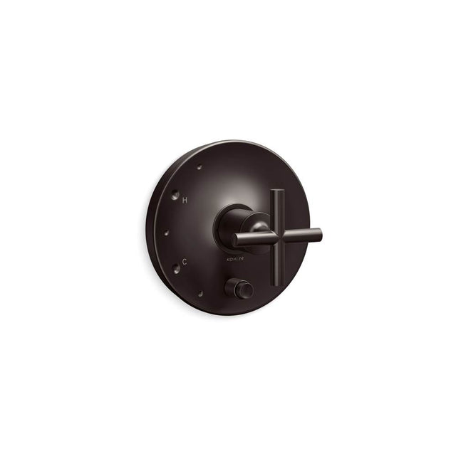 Kohler - Purist Rite-Temp valve trim with push-button diverter and cross handle - Brushed Graphite