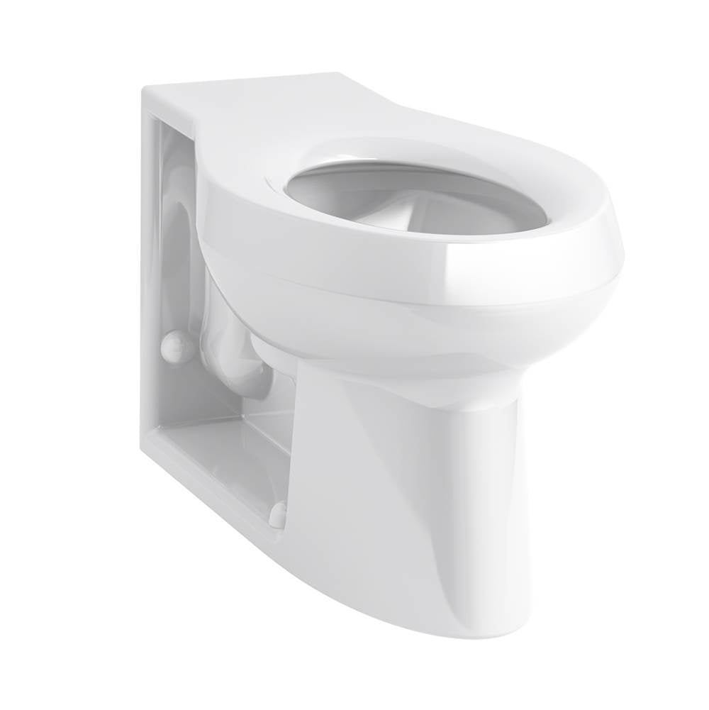 Kohler - AngleseyE Floor-mount rear spud antimicrobial flushometer bowl with integral seat - White