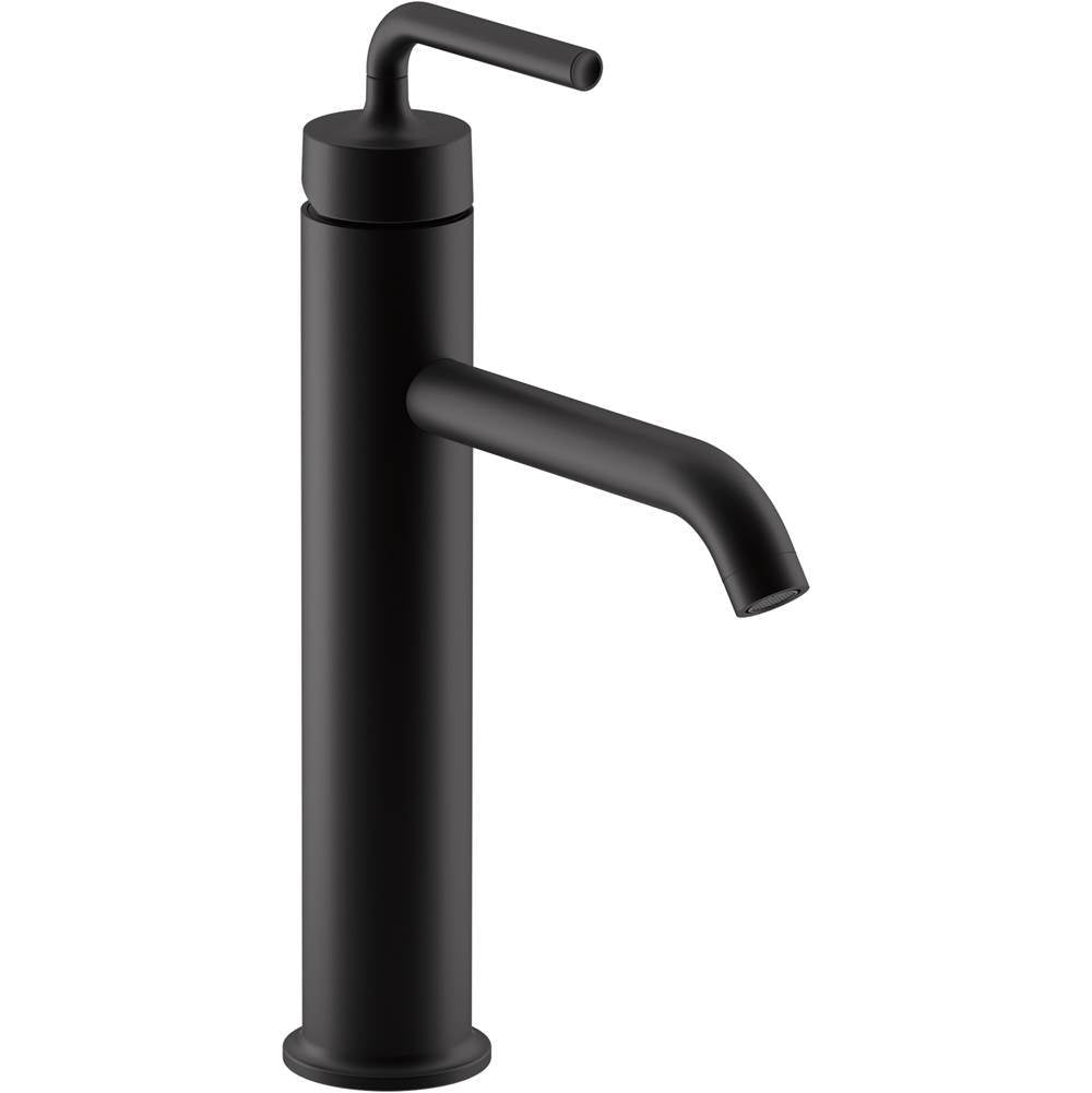 Kohler - Purist Tall single-handle bathroom sink faucet with Lever handle, 1.2 gpm - Matte Black