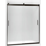 Kohler - Levity Sliding shower door, 74'' H x 56-5/8 - 59-5/8'' W, with 1/4'' thick Frosted glass and blade handles - Anodized Dark Bronze