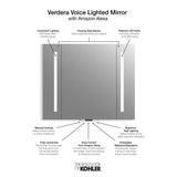 Verdera 40'' x 33'' lighted mirror