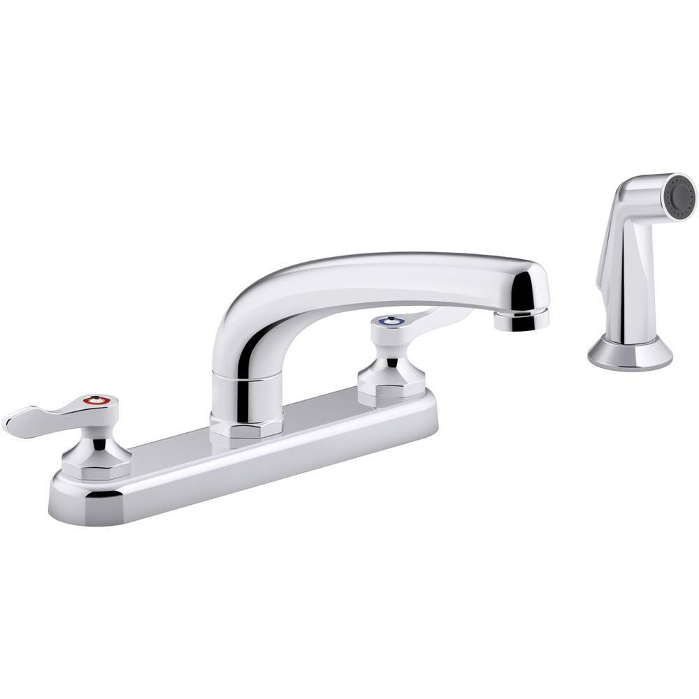 Kohler - Triton Bowe 1.5 gpm kitchen sink faucet with 8-3/16'' swing spout, matching finish sidespray, aerated flow and lever handles - Polished Chrome