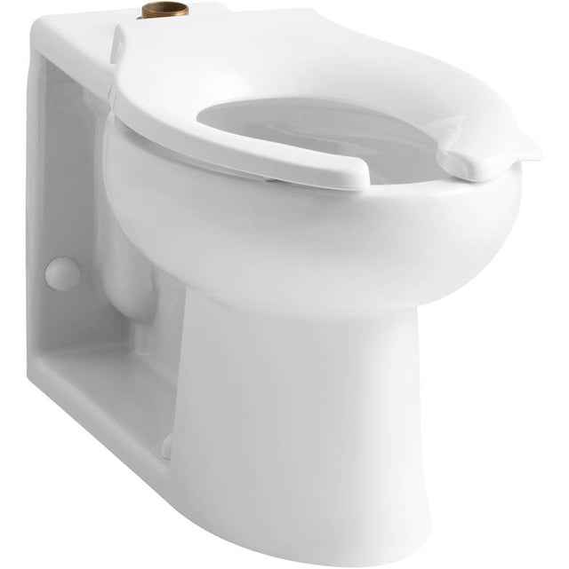 Kohler - AngleseyE Floor-mount top spud antimicrobial flushometer bowl - White