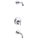 Kohler - Purist Rite-Temp bath and shower trim kit with push-button diverter and lever handle, without showerhead - Polished Chrome