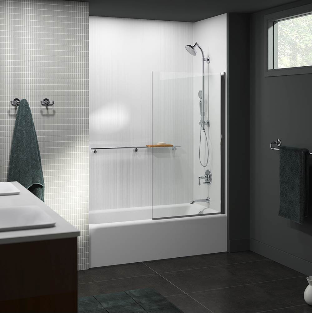 Aerie Bath screen, 56-15/16'' x 32'' W with 1/4'' thick Crystal Clear glass and square corner