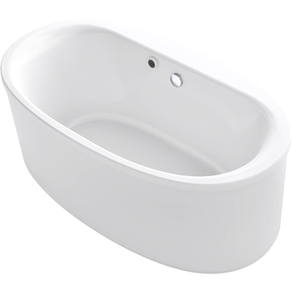Kohler - Sunstruck 60'' x 34'' freestanding bath with Bask heated surface and straight shroud - White