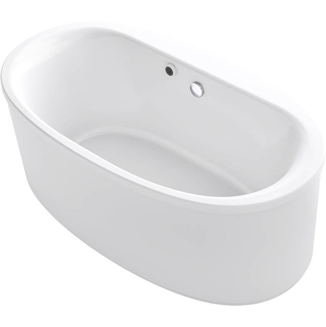 Kohler - Sunstruck 60'' x 34'' freestanding bath with Bask heated surface and straight shroud - White